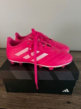 Adidas Youth Hot Pink Soccer Cleats with White Stripes size 1 US